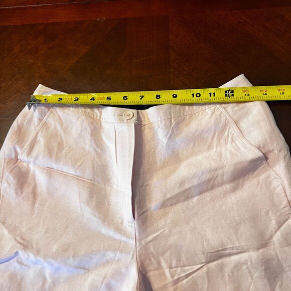 Larry Levine Pink Embroidered Linen Blend Cropped Pants Womens Size 4 - Picture 7 of 9